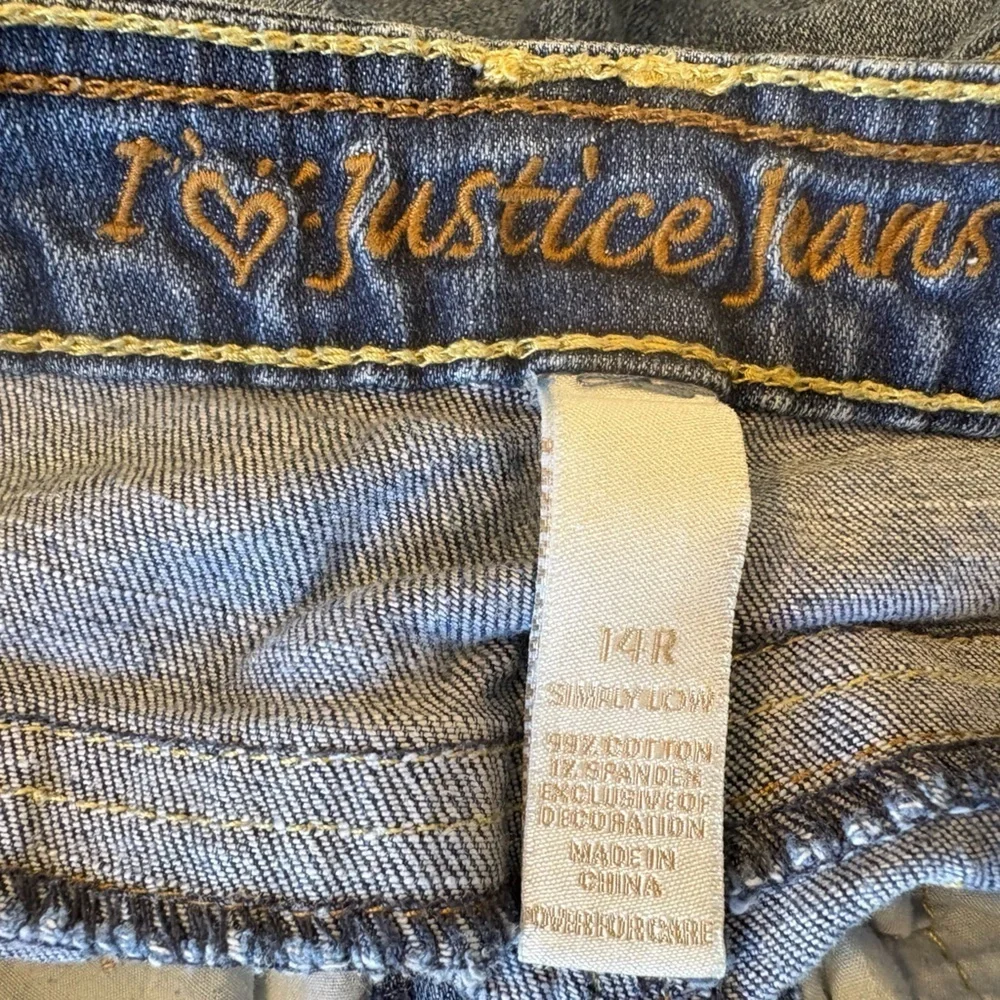 Justice Jeans yellow & brown stitching denim jean Capri size 14R